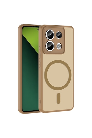 Maks Technology Redmi Note 13 Pro 5g Kılıf M-safe Şarj Özellikli Mkst Babet Kapak - Kahverengi