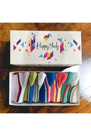 Happy Body Çorap (ART.23303) Penye 7 Çift Bayan Patik Dikişsiz Çok Renkli