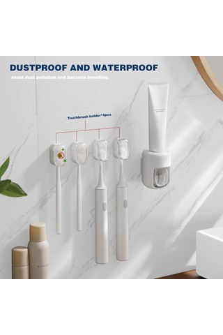 Diş Fırçası Tutucu 4'lü Paket, Toz Geçirmez Elektrikli Diş Fırçası Tutucu Duvara Monte Kendinden Yapışkanlı Diş Fırçası Tutucu Diğer