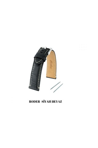 R4137w Roder Deri Kayış - Siyah-beyaz - 24mm Şeffaf