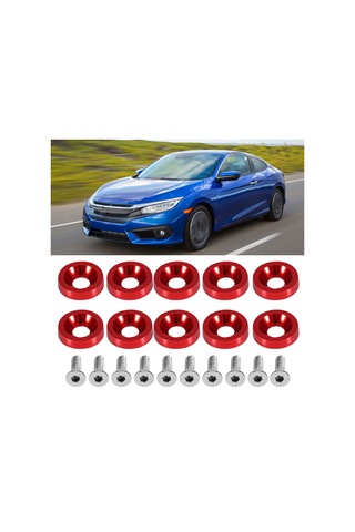Moveevo Araba Yenileme 6mm Paslanmaz Çelik + Alüminyum Sarımsaklı Vida Seti, 10 Vida + 10 Sarımsak, Araç Bumper/lisans Plakası Dekorasyonu, Dayanıklı, Kırmızı Rengi