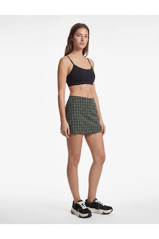 Koton Yüksek Bel Slim Fit Spor Ekose Şortlu Mini Etek Haki Ekose 6wak40335nk Haki Ekoseli
