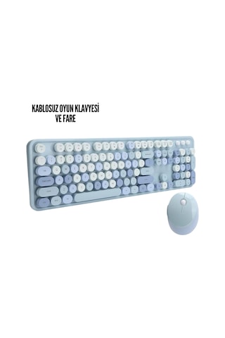 Kablosuz Klavye Mouse Seti Mavi