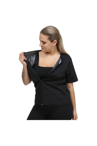 Pastimore Termal Sauna Fermuarlı Atlet Siyah