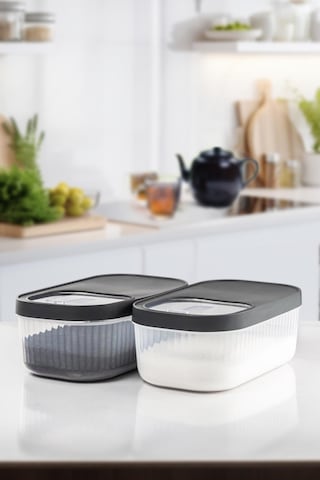 2'li 5 Lt Multibox Kayar Kapaklı Saklama Kabı & Erzak Kabı & Toz Ve Tablet Deterjan Kutusu Siyah