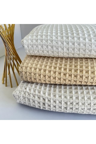 Büyük Kareli Waffle Pike Bornozluk Kumaş 100% Pamuk Bw-01 Beyaz