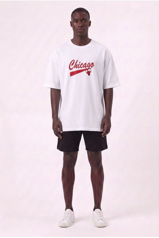 Lixa Chicago Beyaz Oversize Erkek T-shirt 142706 SİYAH