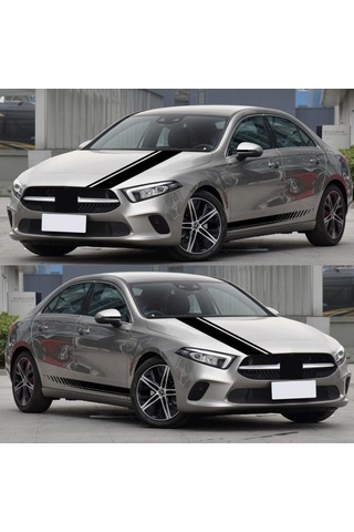 Novahub Adet Evrensel Siyah Araba Yarışı Gövde Şerit Etek Kaput Çıkartma Etiketi Tüm Arabalar İçin Pvc,