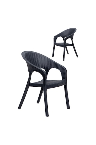 2 Adet Garden Antrasit Sandalye / Balkon-bahçe-teras Antrasit