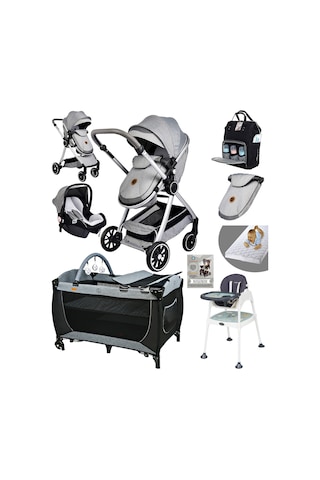 Baby Home 9 In 1 Full Takım Set 990 Travel Sistem Bebek Arabası 560 Oyun Parkı Yatak Beşik Ve Mama Sandalyesi