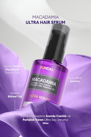 Kuru Ve Yıpranmış Saçlara Onarıcı Bakım Serumu Kundal Macadamia Ultra Hair Serum Blackberry Bay