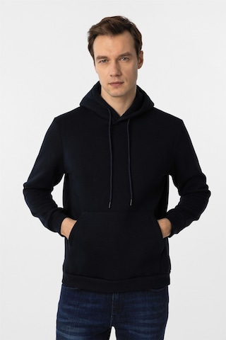Süvari Lacivert Regular Düz Kapüşonlu Yaka Sweatshirt