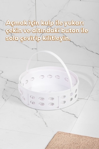 Porsima 25100 Teleskopik Katlanır Sepet Katlanabilir Çamaşır Sepeti Orta Boy Katlanır Çamaşır Sepeti Beyaz 15lt Beyaz