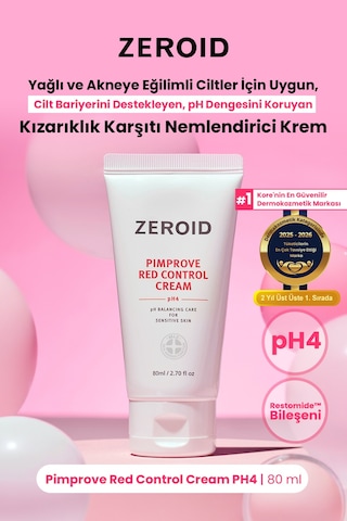 Akneye Eğilimli Ciltler İçin Uygun Ph Dengesini Koruyan Krem Zeroıd Pimprove Red Control Cream Ph4