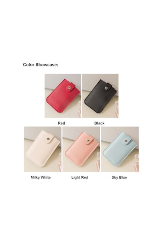 Kosona Kırmızı Pu Deri Gizli Çekmeli Kartlık - 5 Kartlık, Basit Erişim, Butonlu Kapanma, Hafif Ve Taşınabilir