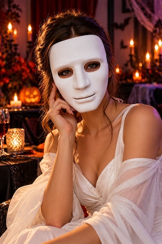 Halloween Boyanabilir Beyaz Anonim Erkek Yüz Maskesi Cadılar Bayramı Partileri Kostüm Aksesuarı