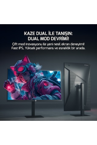 Gamepower Kaze Dual 27'' 0.5ms 4k 160hz - Fhd 320hz Fast Ips Pivot Dual Mod Gaming Monitör Ölü Piksel Garantili