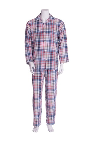 The Don Kırmızı Lacivert Asorti Ekose Desenli Poplin Erkek Pijama
