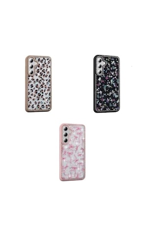 Spia Galaxy S24 Fe İle Uyumlu Kılıf Pembe Azya Taşlı Kapak Galaxy S24 Fe İle Uyumlu, Pembe 50 x 22
