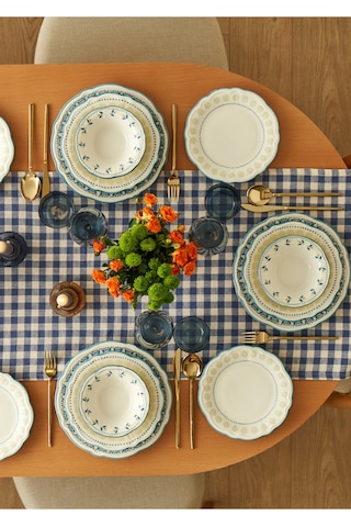 Bella Maison Mabel Stoneware 24 Parça 6 Kişilik Yemek Takımı Mavi Mavi