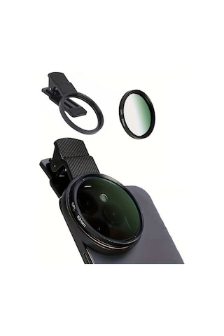 52mm Ultra Clear Cpl Polarize Filtre Klipsli Telefon Lens Yansıma Azaltıcı Siyah