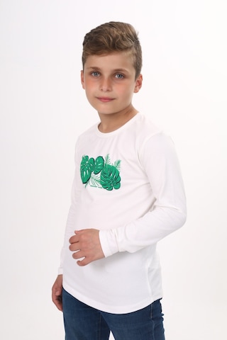 Toontoy Kids Toontoy Erkek Çocuk Yaprak Baskılı Tişört Ekru