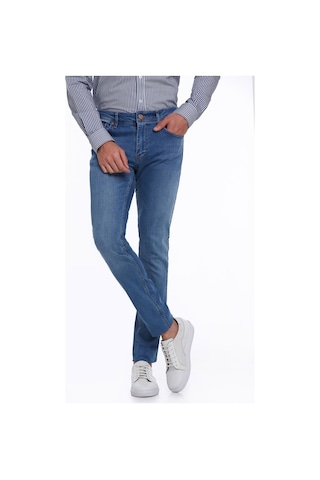 Hatemoğlu Mavi Slim Fit Düşük Bel Düz Paça Basic Kot Pantolon Mavi