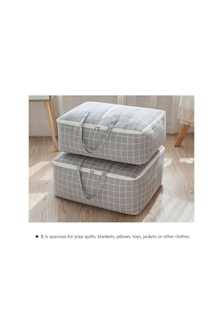 Padalink Pamuklu Keten Çizgili Toz Geçirmez Yatak Örtüsü Ve Yastık Saklama Çantası - Büyük Boy Çok Renkli