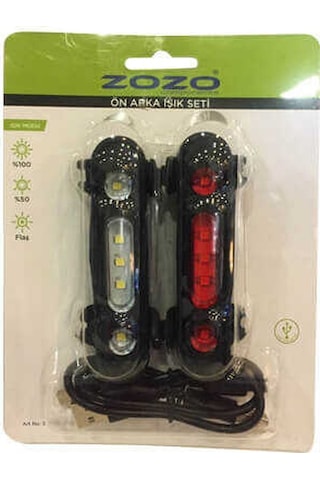 Zozo 7013 Usb Bağlantılı Ön Arka Far Siyah