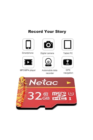 Gajeena Netac 32gb Tf Hafıza Kartı U1 C10 80mb/s Okuma Hızı Araç Kaydedici, Telefon, Kameralar İçin Sıcak Stabil Depolama