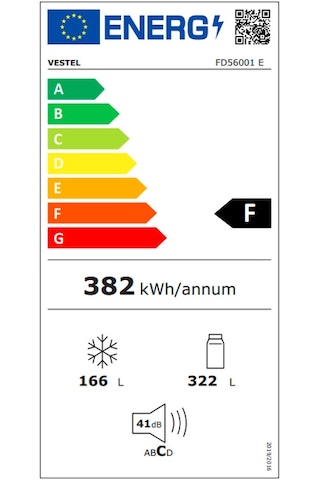 Vestel FD56001 E 488 LT No-Frost Gardırop Tipi Buzdolabı