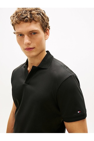 Tommy Hilfiger Mw0mw42745 Collar Intrest Inter Reg Erkek Polo Tişört Siyah