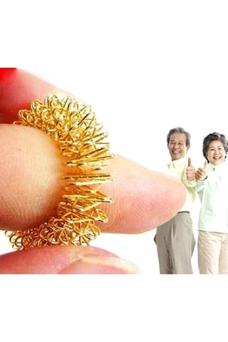 Unisex Batmayan İğneli Reiki Sujok Yüzüğü Masaj Stres Esnek Yaylı Akupunktur Yüzük Altın Renk Altın