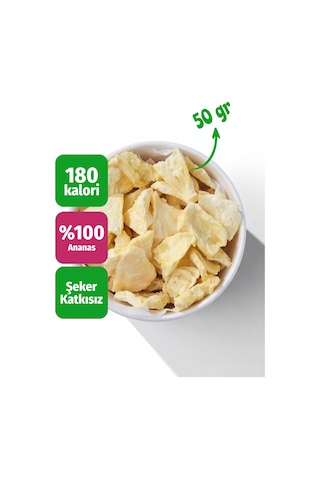 Freeze Dried Ananas Dondurularak Kurutulmuş Meyve Cipsi 50 G