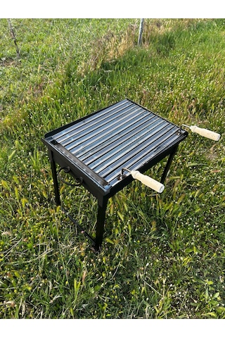 12 Kg Demir 40x50 Oluklu Köfteci Izgaralı Mangal Geçmeli Portatif Ayaklı 55 Cm Ayaklar Siyah
