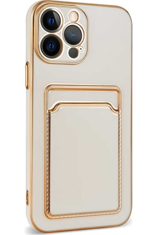 Zeyline Apple Uyumlu iPhone 12 Pro Max Zore Bark Kartlıklı Kapak-beyaz