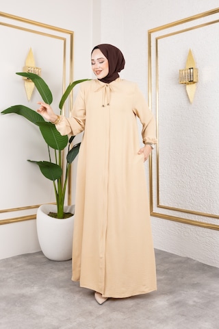 Salaş Kesim Aerobin Kumaş Ferace / Bej - F137 Bej