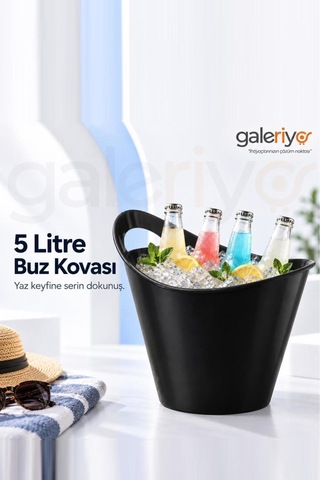 Galeriyo 5 Lt. İçecek Ve Buz Kovası Taşınabilir Sıyah Siyah