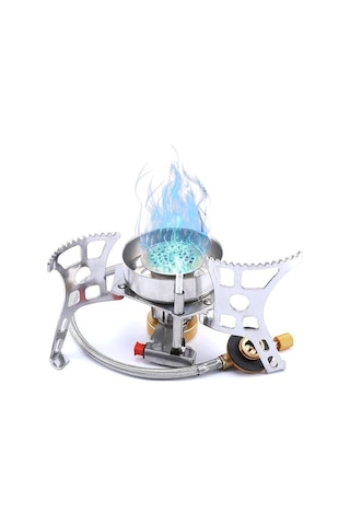 Ganzhoushop Taşınabilir Sobası Kamp Gazlı Gaz Fırın Bölünmüş Açık İc Gümüş