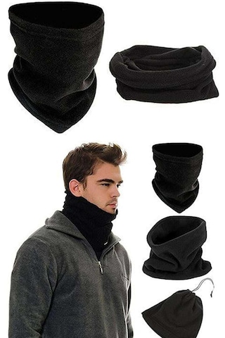 Royaleks Polar Termal Kar Maskesi Ve İpli Boyunluk Bere Siyah Set