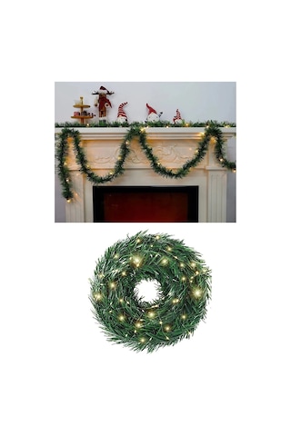 Yılbaşı Dekoratif Peri Garland Çam Ağacı Dalı Sarmal Tel Işıklı Led Yeni Yıl Süsü 5 M