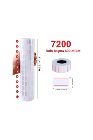 Mx5500 Meto 12x21cm Beyaz Kırmızı Çizgili Fiyat Etiketi 12.adet.etiket