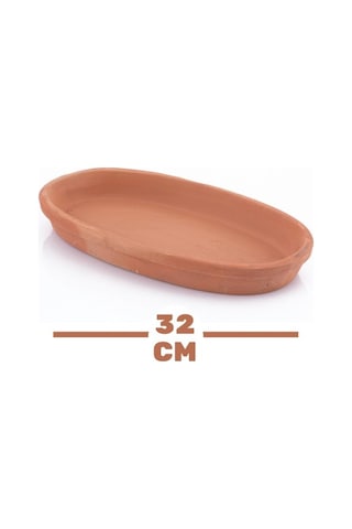 Elizi Çömlekleri Toprak Kayık Kase, Toprak Kayık Güveç Fırın Kabı Büyük Boy 32x16cm Toprak