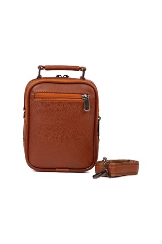 Tuldar Erkek Taba Deri Çelik Kasalı Kapaklı Omuz Ve El Çantası 15x19cm Tul293 Taba