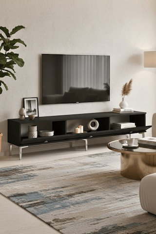 Tsa1897dbs - Alfa Tsa180 Tv Stand, Tv Sehpası Ve Tv Ünitesi Safirmeşe - Beyaz - Sılver 180cm