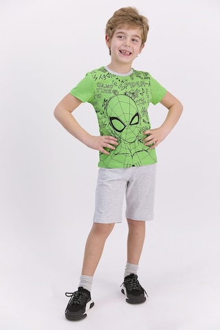 Spiderman Lisanslı Lime Yeşili Erkek Çocuk Bermuda Takım 5274-27523 Lime