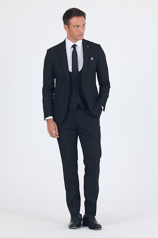İmza Siyah Mono Yaka Yelekli 6 Drop Slim Fit Tam Astar Esnek Takım Elbise 1001260186