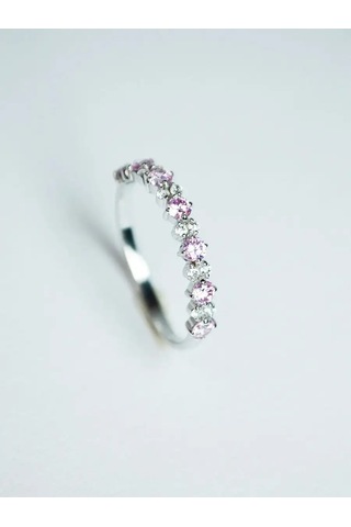 Lapshov 925 Ayar Gümüş Bantlı Pembe Zirkon Taşlı Yüzük 11221096 Pembe