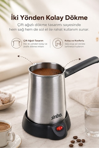 Scm-2958 İnox Elektrikli Türk Kahvesi Cezvesi 400 Ml 6 Fincan