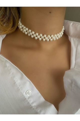 Inci Tasarım Choker Kolye/Inci Kolye 16527186 Beyaz